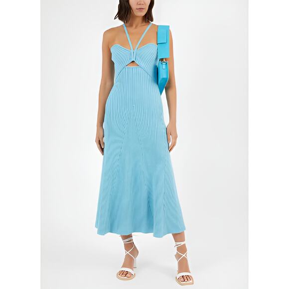 Anna Quan Dresses & Skirts - Anna Quan Womens‎ Summer Party Galina Cutout Ribbed Knit Midi Dress Size 10 Blue